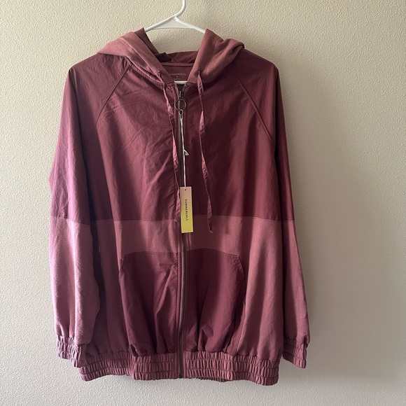 NWT summersalt The Softest French Terry Windbreaker Jacket rosewood size small - Picture 3 of 7